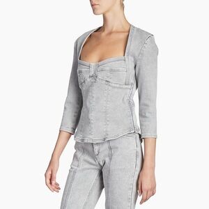 ISABEL MARANT Vanio Gray Denim Top US 10